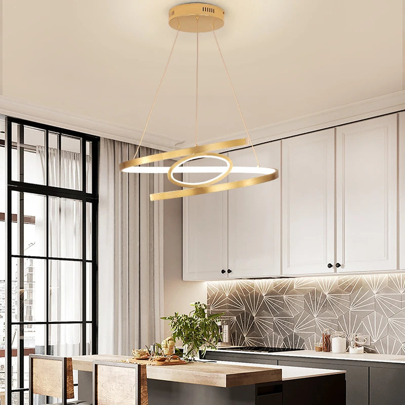 pendantifs led dorés pour un éclairage intérieur moderne et élégant - vue 4 sur 8