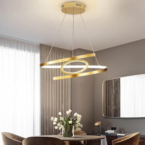 pendantifs led dorés pour un éclairage intérieur moderne et élégant - vue 2 sur 8