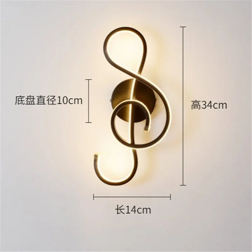 applique murale led en forme de clé de musique - vue 6 sur 8