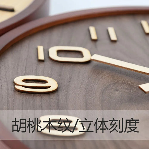 horloge murale chinoise en bois style nordique décor moderne - vue 4 sur 9