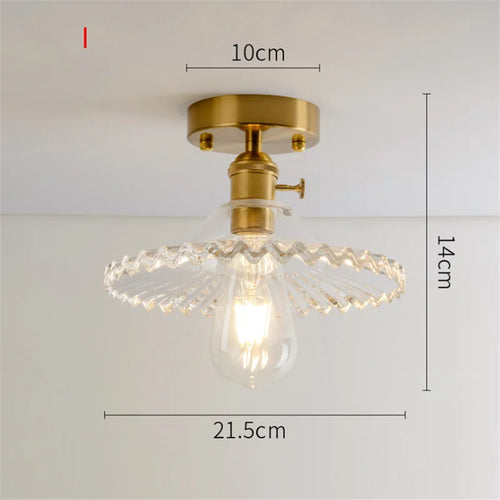 Plafonnier en verre nordique rétro Loft Vintage plafonnier salle à manger couloir moderne cuivre E27 plafond abat-jour en verre - vue 16 sur 26