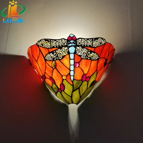 applique murale en verre libellule style tiffany pour décoration intérieure - vue 9 sur 8
