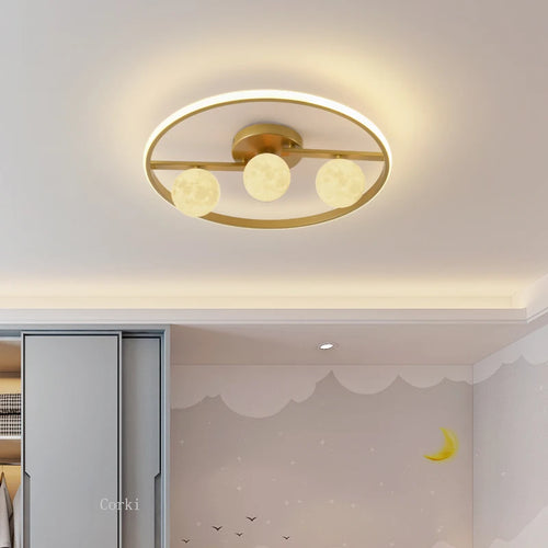 plafonnier design en métal noir doré boule blanche pour intérieur moderne - vue 6 sur 18