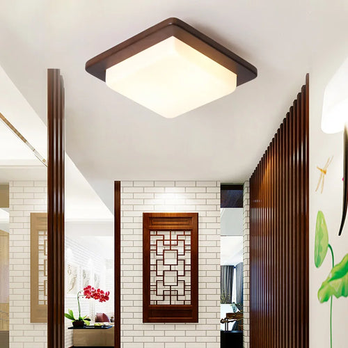Bois véritable moderne LED lustres lumières d'intérieur pour chambre étude salon décoration de la maison lampes luminaire éclairage en caoutchouc lumière - vue 3 sur 10
