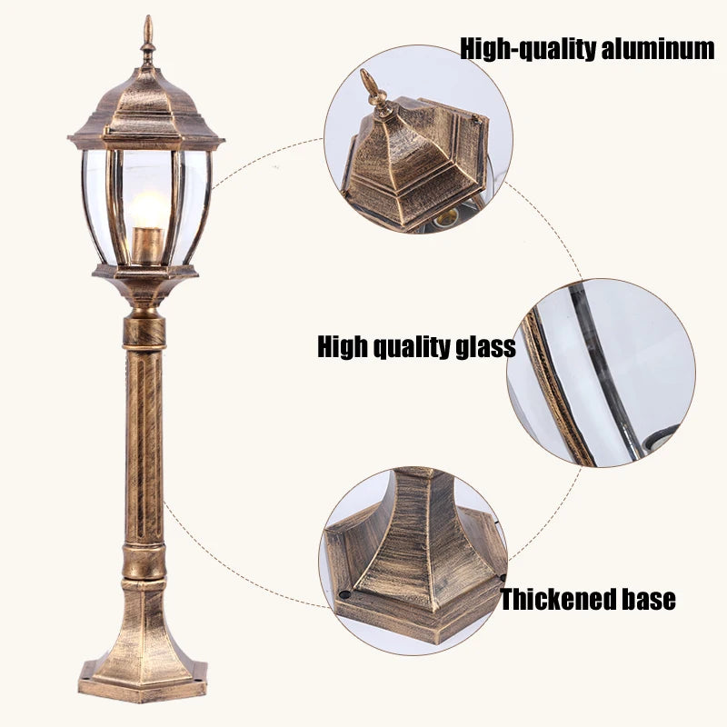lampe de jardin rétro européenne étanche pour extérieur - vue 8 sur 8