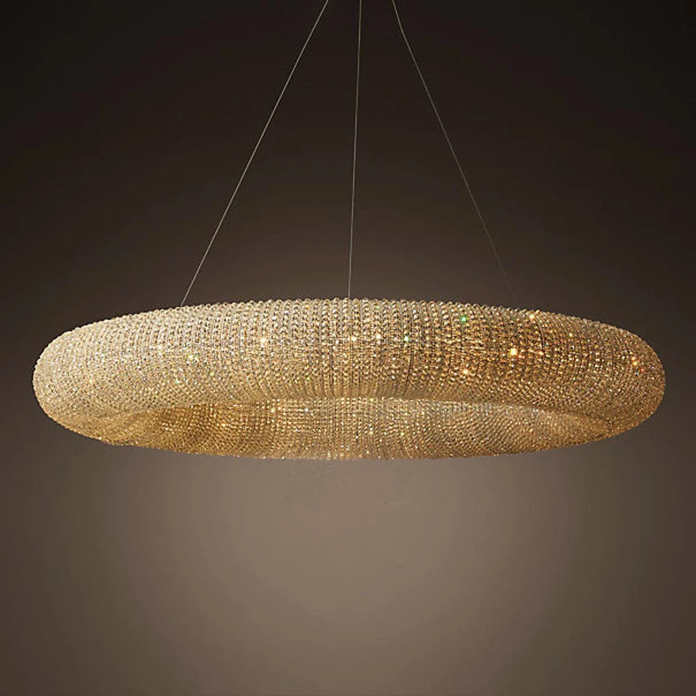 lustre design moderne à led avec anneau en cristal - vue 5 sur 6