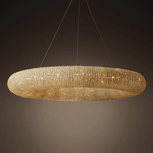 lustre design moderne à led avec anneau en cristal - vue 5 sur 6