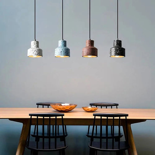 suspension moderne en terrazzo design nordique plusieurs couleurs led - vue 7 sur 28