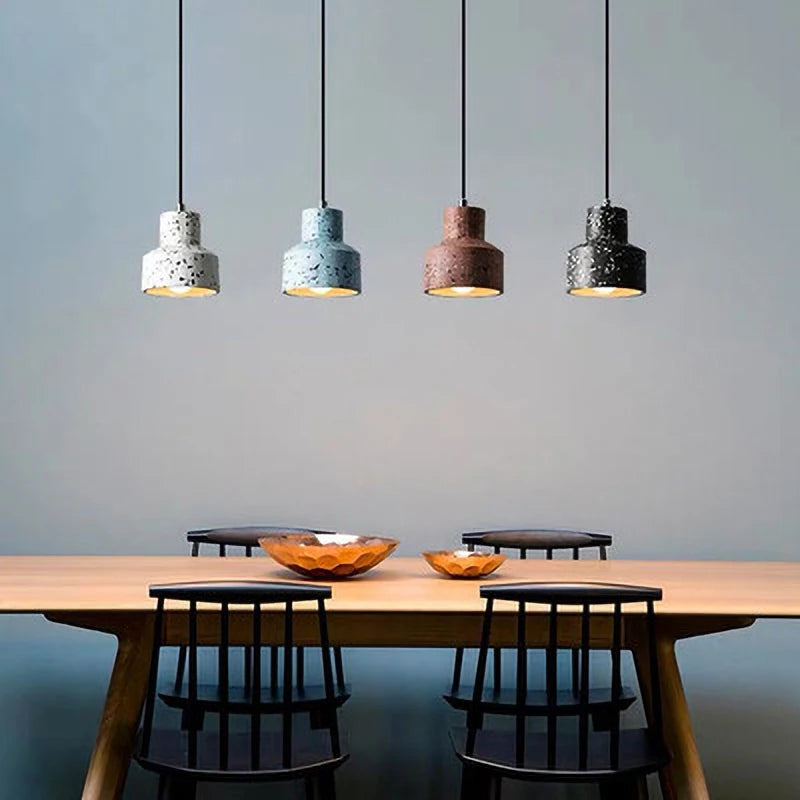 suspension moderne en terrazzo design nordique plusieurs couleurs led - vue 6 sur 28