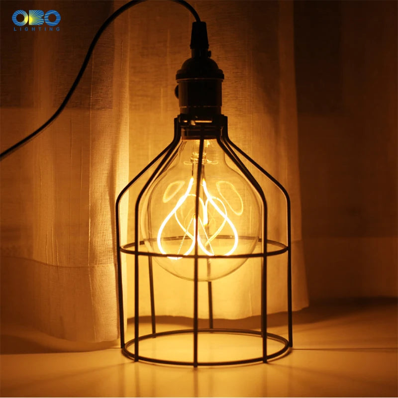 suspension vintage en fer avec interrupteur et support de lampe - vue 10 sur 16
