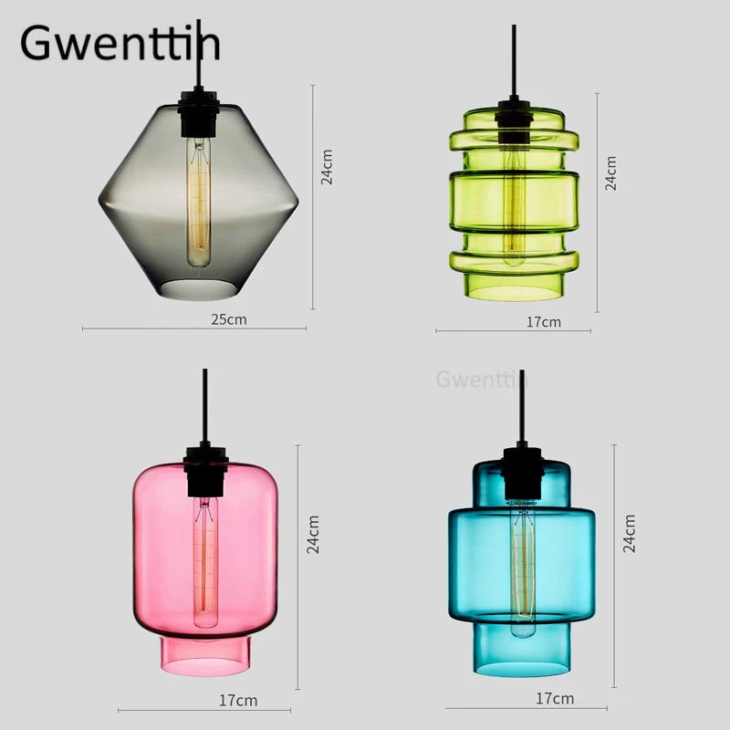 suspension moderne en verre teinté pour décoration intérieure - vue 4 sur 30