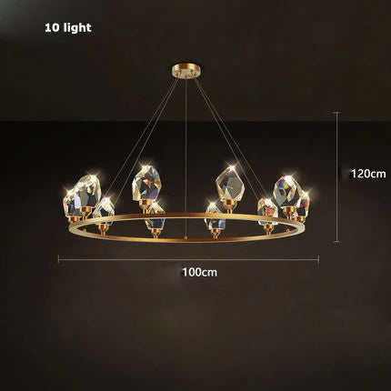 lustre en cristal et cuivre style art déco design moderne - vue 18 sur 22