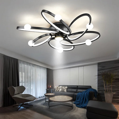 plafonnier led noir anneau maison décor luminaire - vue 3 sur 10