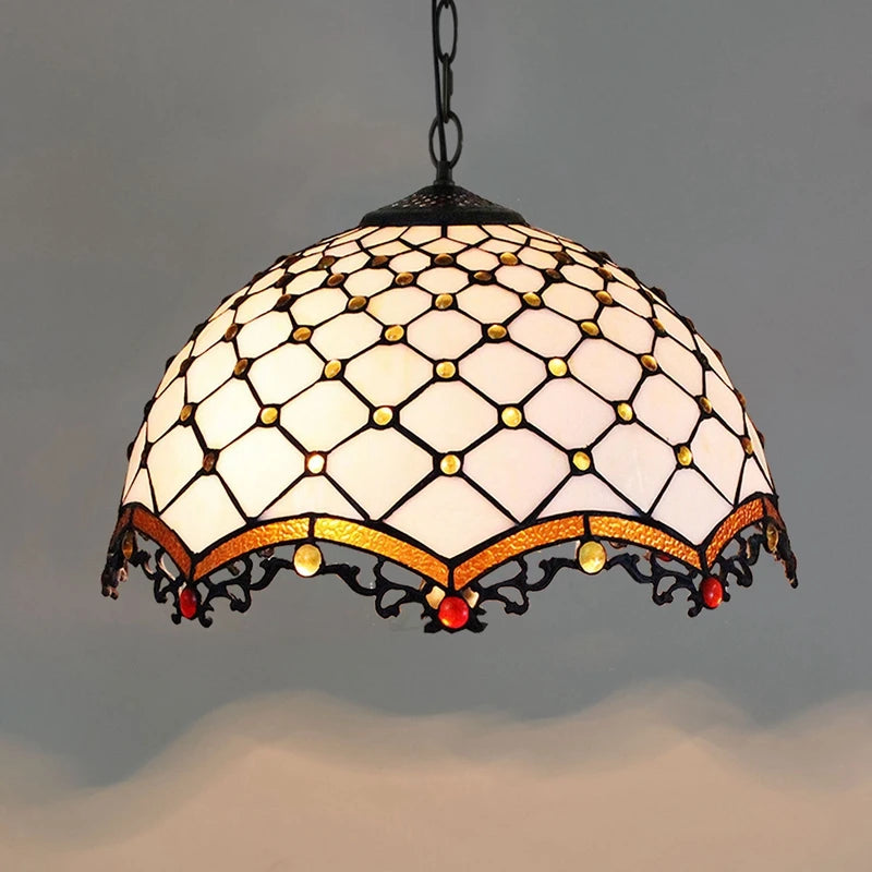 Bohême rétro européen coloré Tiffany verre lustre lustre Bar Restaurant créatif Rural porche méditerranéen lustre - vue 17 sur 28