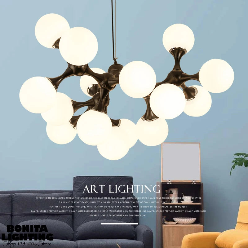 lustre moderne design art adn en verre pour intérieur - vue 4 sur 6