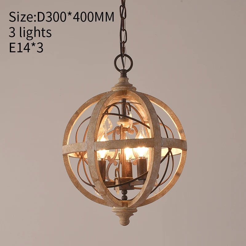 Lustre globe en bois Antique Sphère - vue 10 sur 10
