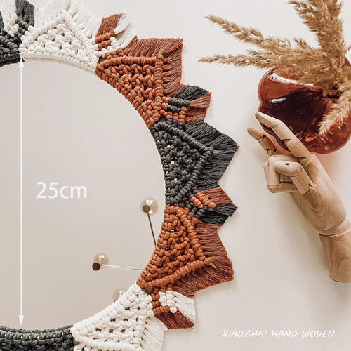 miroir décoratif en macramé style bohème pour décoration intérieure - vue 8 sur 11