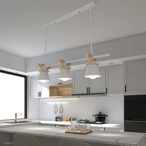 suspension led style nordique avec décoration élan - vue 3 sur 12