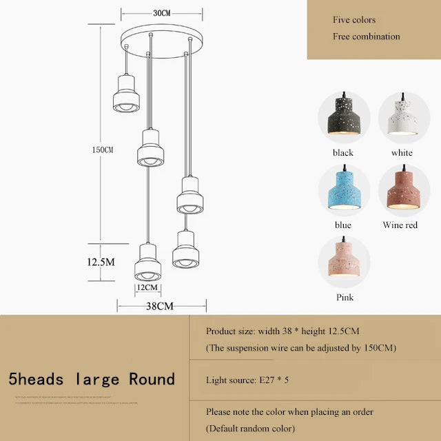 suspension moderne en terrazzo design nordique plusieurs couleurs led - vue 27 sur 28