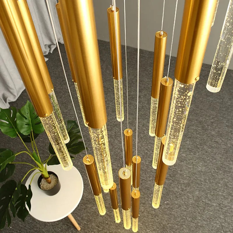 lustre moderne de luxe en cristal pour villa duplex nordique - vue 4 sur 14