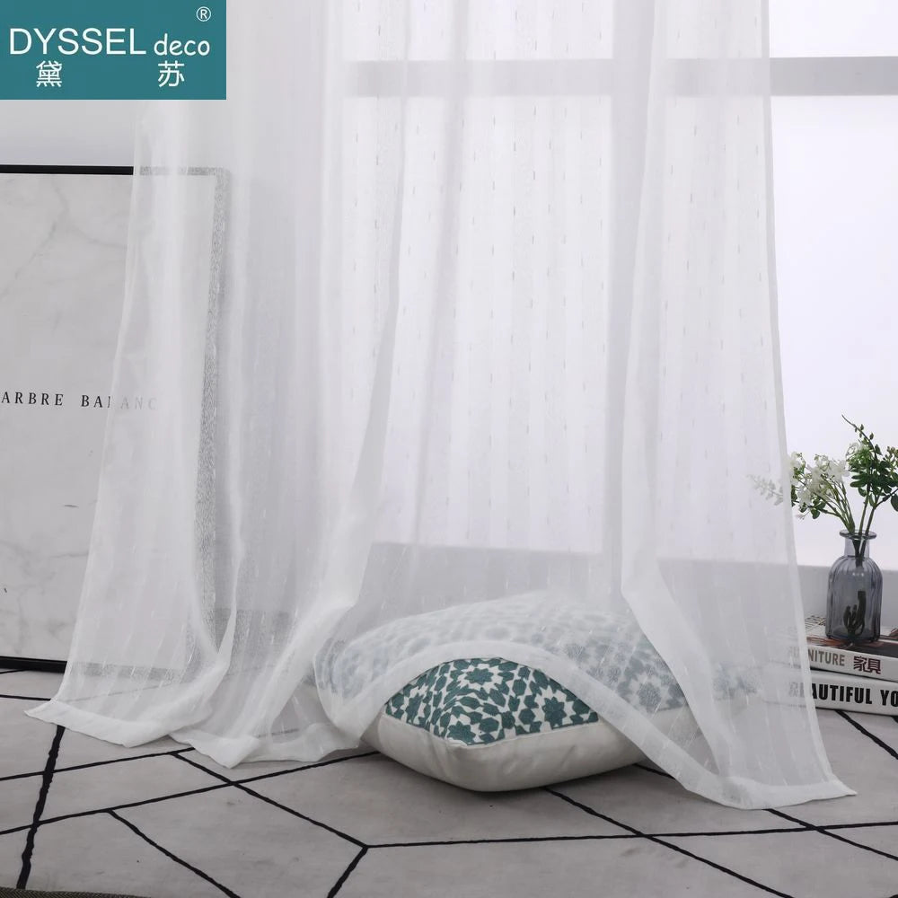 Voilage rayé style européen pour salon chambre cuisine - vue 5 sur 8