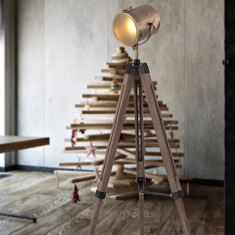 lampadaire nordique en bois massif avec éclairage led moderne - vue 3 sur 10