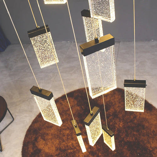 lustre en cristal design lumineux pour escalier et décoration intérieure - vue 3 sur 13