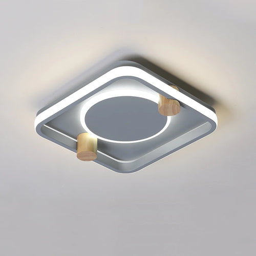 lustre led moderne en fer et bois pour intérieur minimaliste - vue 10 sur 14