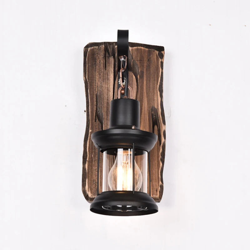 applique murale industrielle en bois pour café et restaurant - vue 3 sur 8