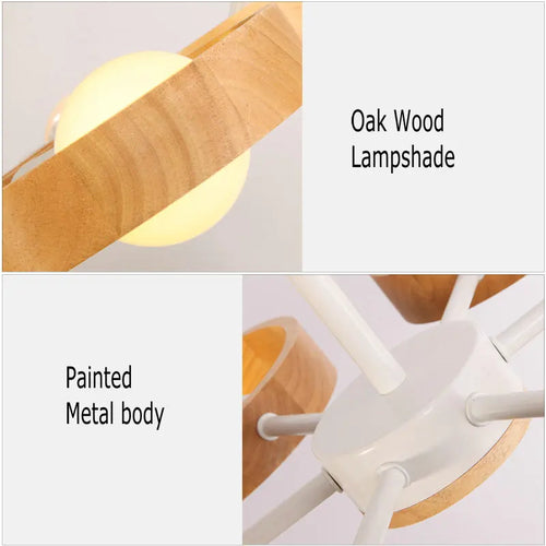 lustre scandinave minimaliste rotation 360 degrés luminaires suspendus bois créatifs - vue 9 sur 22