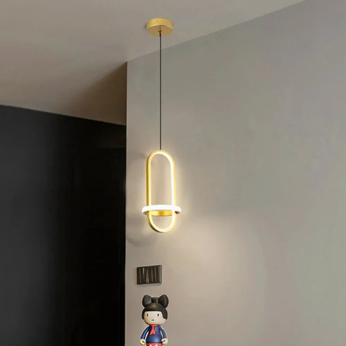 suspension moderne en or led décorative d'intérieur - vue 3 sur 8