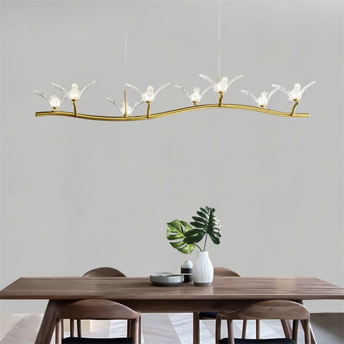 lustre moderne de luxe en cristal avec lampe d'oiseau led - vue 3 sur 9