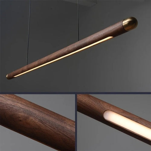 suspension design minimaliste en bois avec bande led - vue 4 sur 9