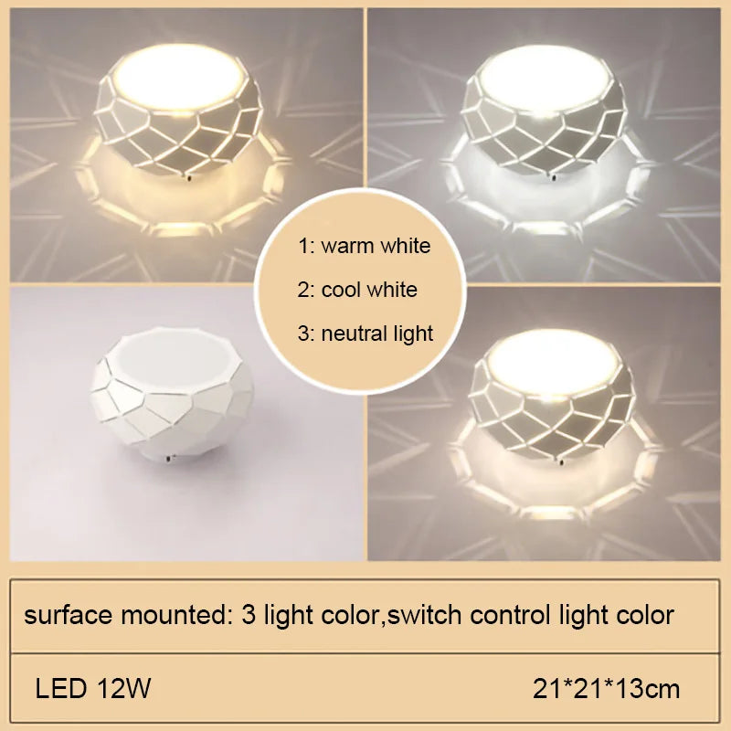 Plafonnier LED moderne simplicité 5W 12W