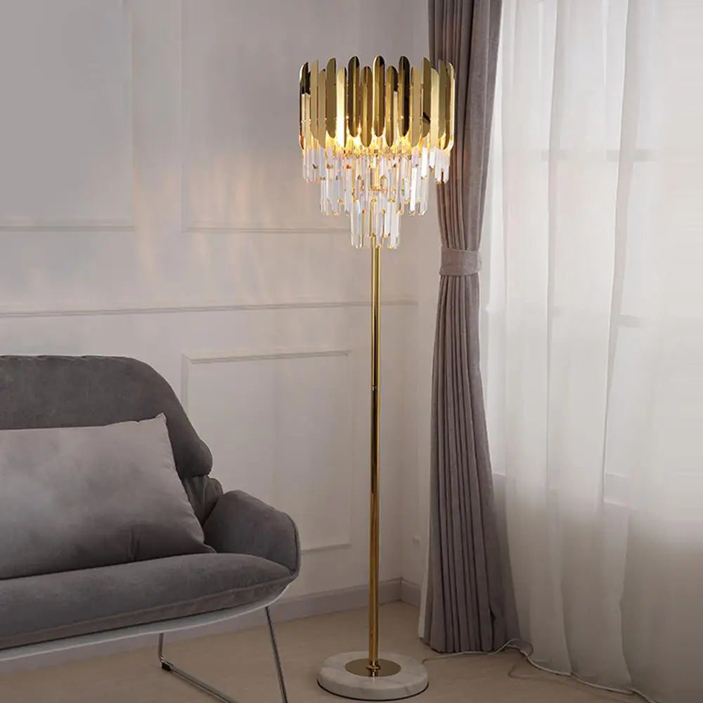 lampe LED post-moderne en acier inoxydable cristal marbre doré - vue 3 sur 20