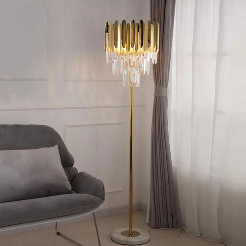 lampe LED post-moderne en acier inoxydable cristal marbre doré - vue 4 sur 20
