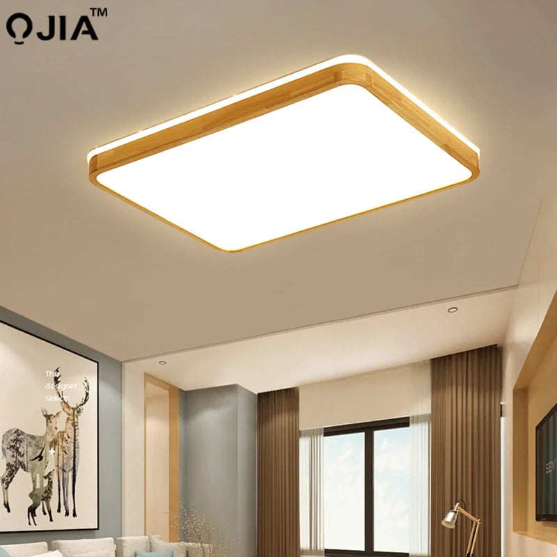plafonnier led en bois véritable au design moderne idéal pour toutes pièces - vue 3 sur 15
