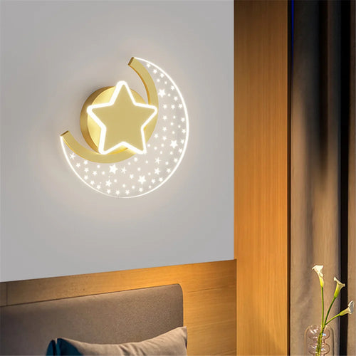 applique murale led étoile et lune pour décoration intérieure - vue 7 sur 8