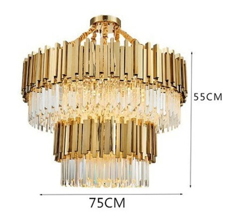 lustre moderne en cristal avec grande suspension à led - vue 9 sur 15