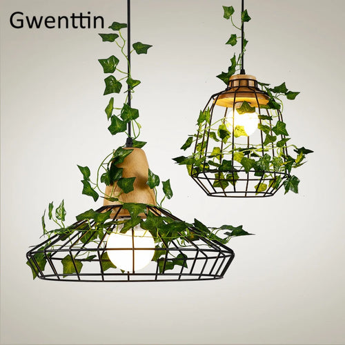 suspension moderne en bois avec éclairage led pour plantes - vue 3 sur 12