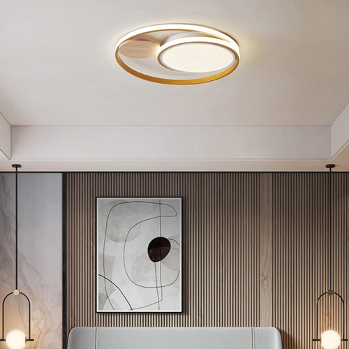 plafonniers led modernes style japonais en bois acrylique - vue 2 sur 8