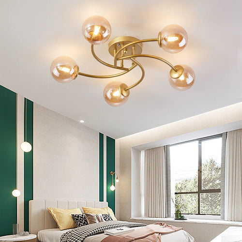 plafonnier nordique simple en verre avec led moderne - vue 5 sur 12