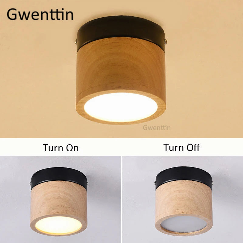 plafonnier à led en bois nordique moderne pour intérieur design - vue 4 sur 7
