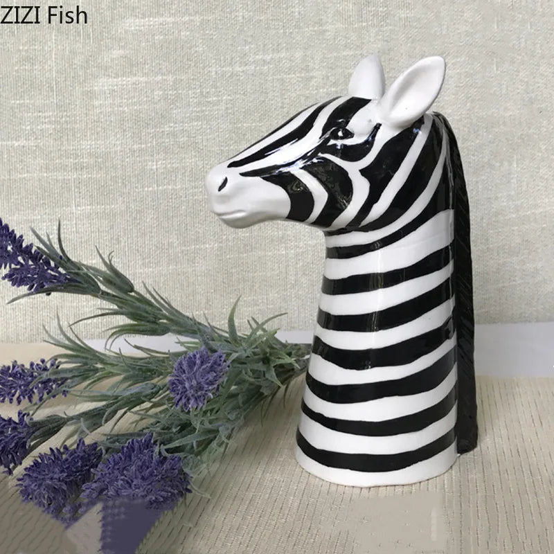 vase en céramique zèbre décoratif pour arrangements floraux - vue 4 sur 7