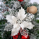 décoration suspendue fleur pailletée pour arbre de noël