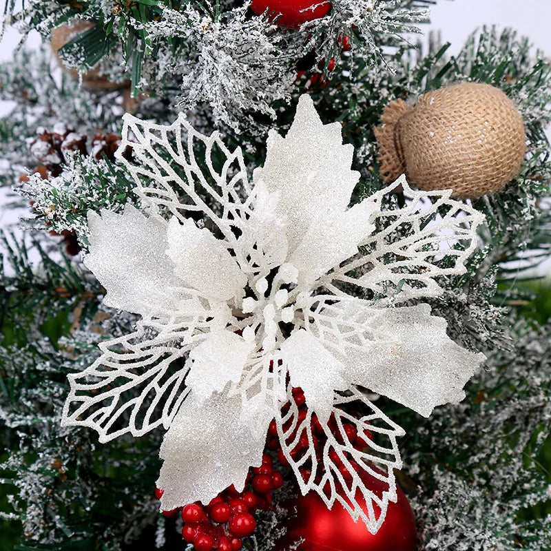 décoration suspendue fleur pailletée pour arbre de noël - vue 11 sur 34