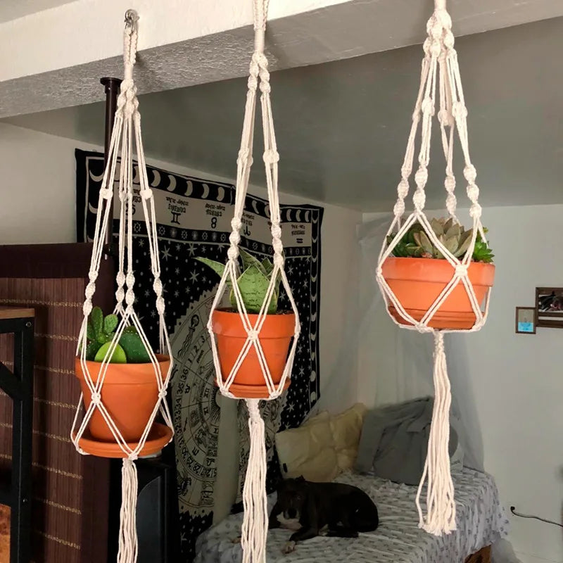 suspension macramé pour plantes et décoration murale naturelle - vue 2 sur 20