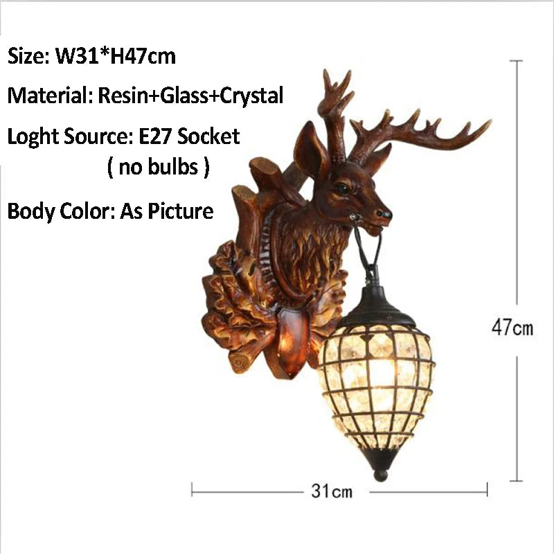 applique murale rétro en bois avec tête de cerf - vue 6 sur 7