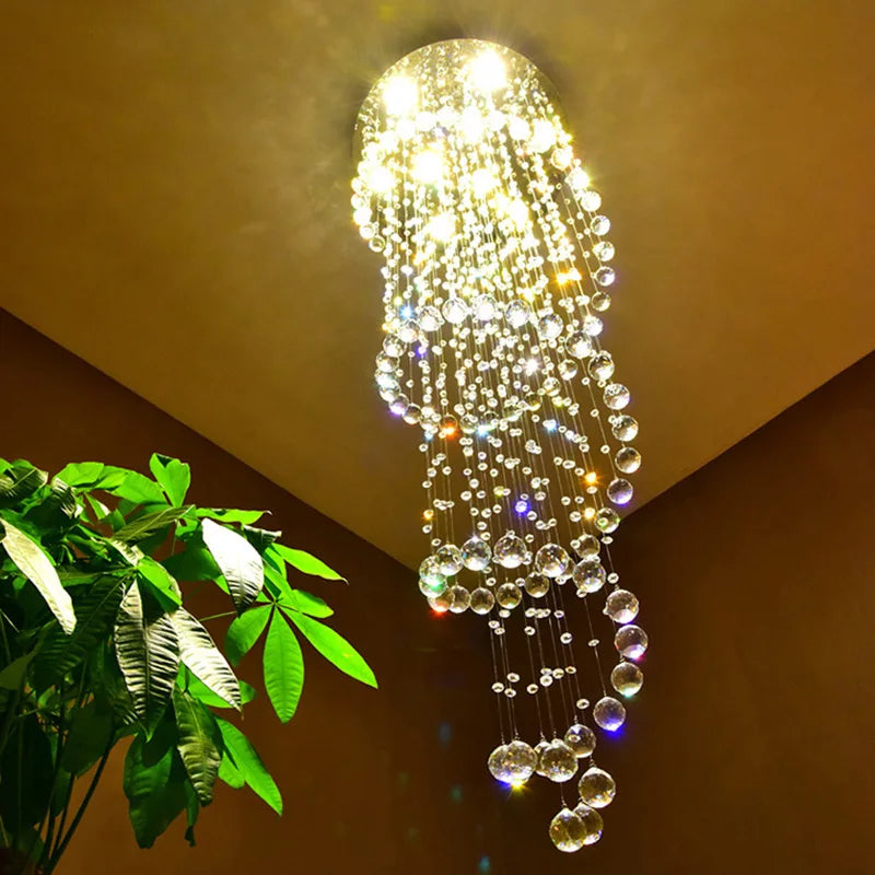 lustre moderne en cristal design spiralé pour éclairage décoratif - vue 5 sur 6