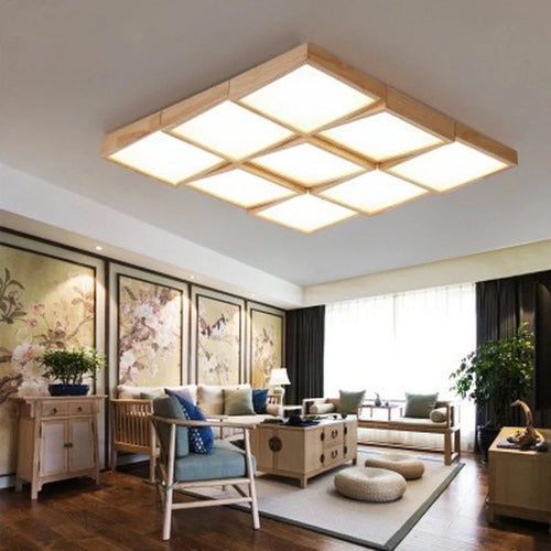plafonnier à led en bois avec télécommande pour éclairage intérieur - vue 2 sur 10